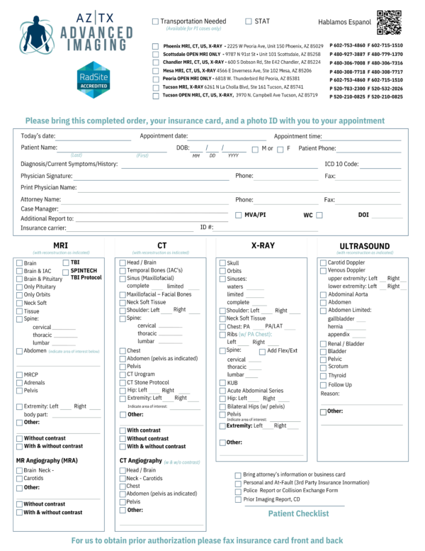Patient Forms - AZ & TX Advanced Imaging
