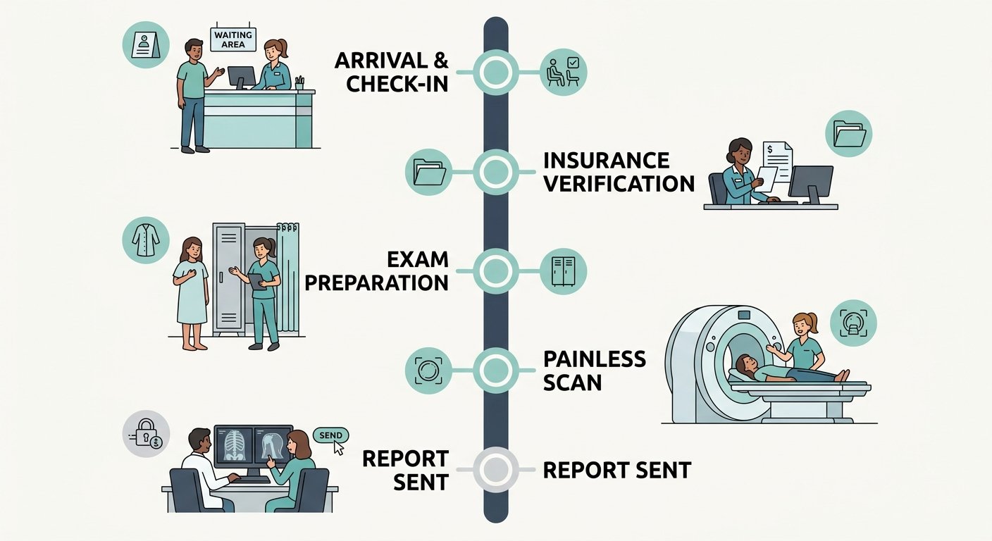 Timeline of patient visit steps at Sugar Land imaging center